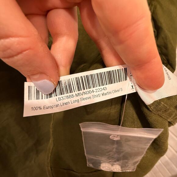 Quince NWT 100% European Linen Long Sleeve Shirt Martini Olive Green Womens Sml - Picture 13 of 13